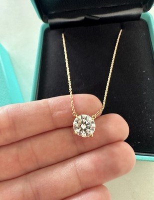 Tiffany & Co. 2.61ct H/VVS2 Round Diamond Pendant Necklace 18K Rose Gold 16"