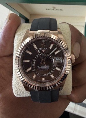 2023 Rolex Sky-Dweller 42mm 336235 Rose Gold Oysterflex Chocolate Dial Box Paper