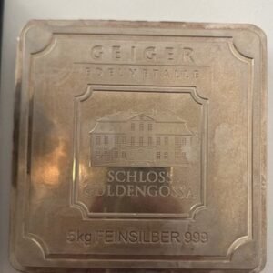 GEIGER EDELMETALLE ORIGINAL 5 KILO .999 SILVER SQUARE