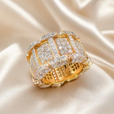 Patek Philippe Twenty~4 Diamond Rose Gold Ring 18K Pink Gold Wide Band