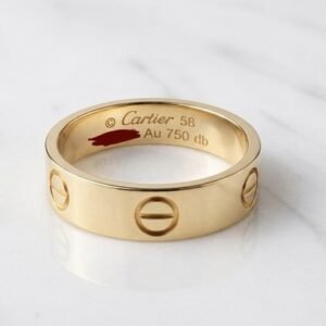 Cartier Love Round Ring 18k Yellow Gold 5.5 mm Band Size 58
