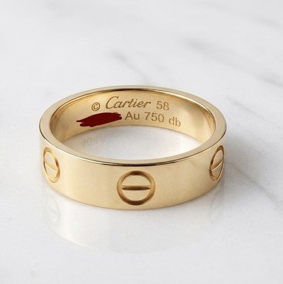 Cartier Love Round Ring 18k Yellow Gold 5.5 mm Band Size 58