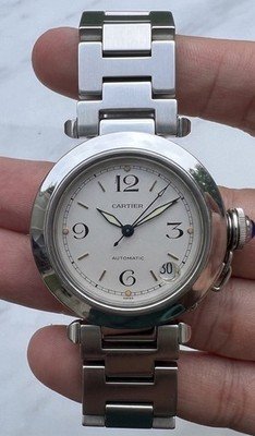 Cartier Pasha C 2324 Stainless Steel Automatic 35mm White Dial - Mint