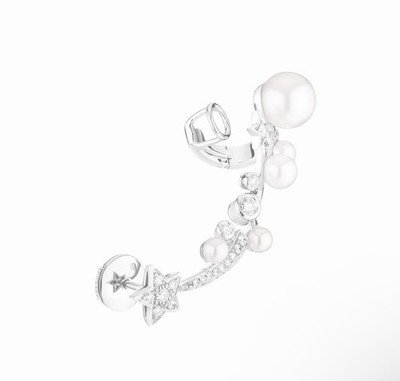 CHANEL 18K White Gold Diamond Pearl Comete Perlee Ear Cuff Single Earring J11690 - Image 4