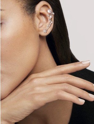 CHANEL 18K White Gold Diamond Pearl Comete Perlee Ear Cuff Single Earring J11690 - Image 6