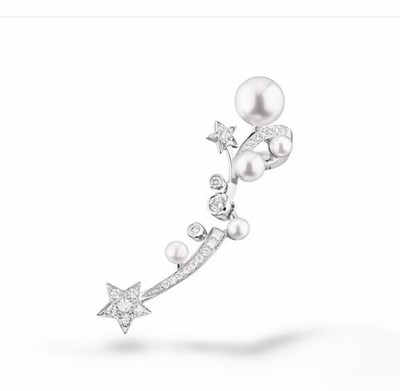 CHANEL 18K White Gold Diamond Pearl Comete Perlee Ear Cuff Single Earring J11690 - Image 3