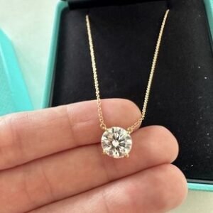 Tiffany & Co. 2.61ct H/VVS2 Round Diamond Pendant Necklace 18K Rose Gold 16"